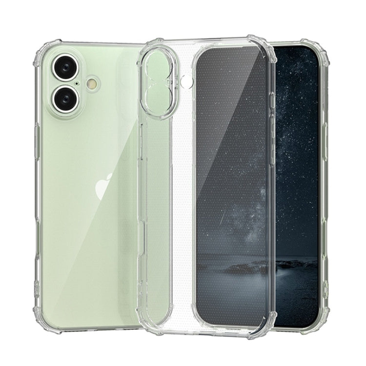 For iPhone 16 Plus Four-Corner Shockproof Clear TPU Phone Case(Transparent)