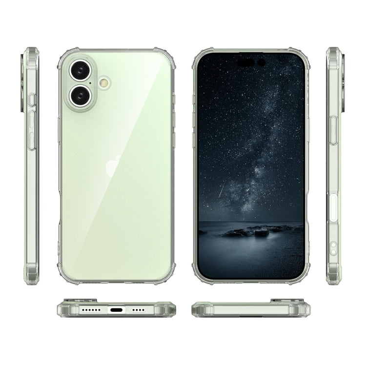 For iPhone 16 Plus Four-Corner Shockproof Clear TPU Phone Case(Transparent)