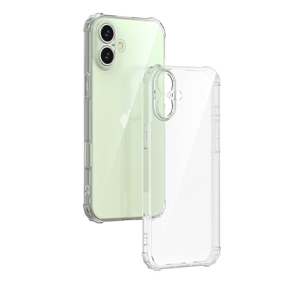 For iPhone 16 Four-Corner Shockproof Clear TPU Phone Case(Transparent)