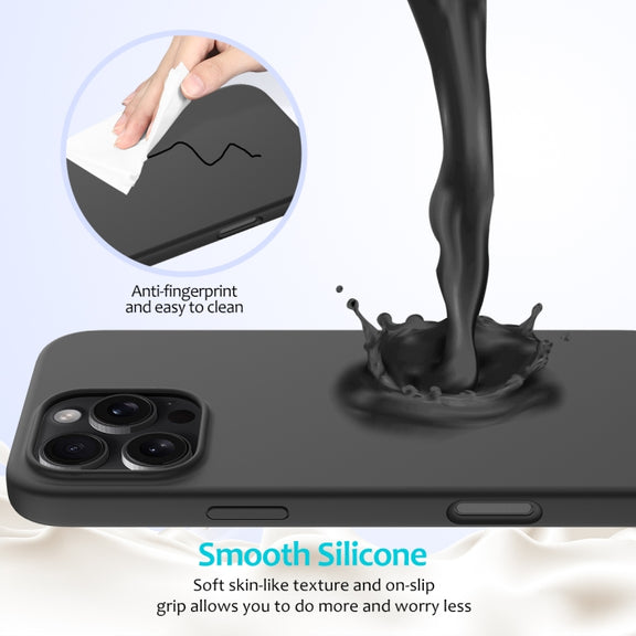 For iPhone 16 Pro Max Solid Color Silicone Phone Case(Black)