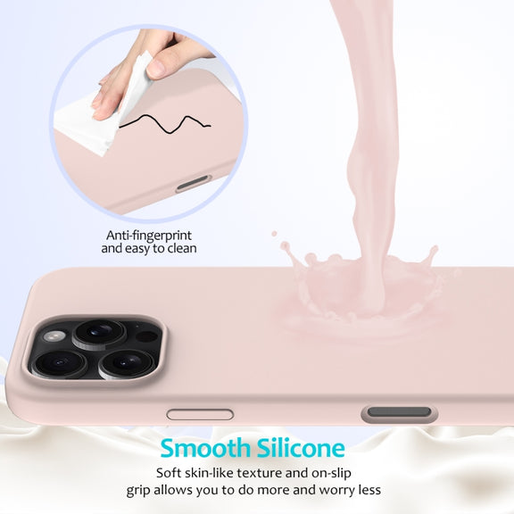 For iPhone 16 Pro Max Solid Color Silicone Phone Case(Sand Pink)