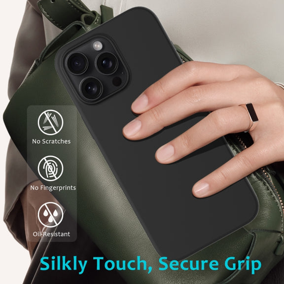 For iPhone 16 Pro Solid Color Silicone Phone Case(Black)