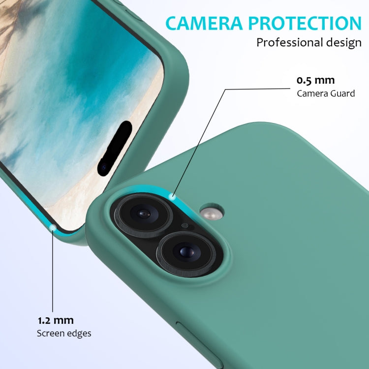 For iPhone 16 Plus Solid Color Silicone Phone Case(Pine Needle Green) - More iPhone Cases by PMC TechLife | Online Shopping South Africa | PMC TechLife | Buy Now Pay Later Mobicred