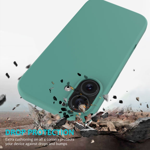 For iPhone 16 Plus Solid Color Silicone Phone Case(Pine Needle Green)