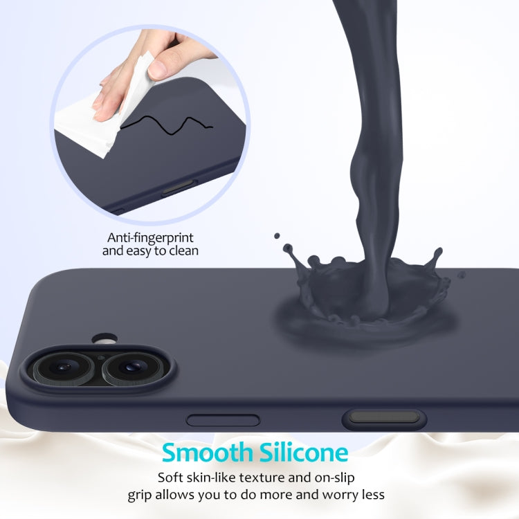For iPhone 16 Plus Solid Color Silicone Phone Case(Midnight Blue)