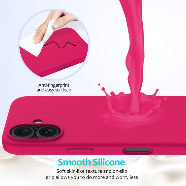For iPhone 16 Solid Color Silicone Phone Case(Rose Red)