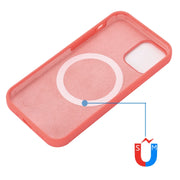 For iPhone 15 Shockproof Silicone Magsafe Phone Case(Pink Orange)