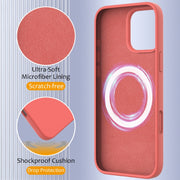 For iPhone 16 Pro Max Shockproof Silicone Magsafe Phone Case(Pink Orange)