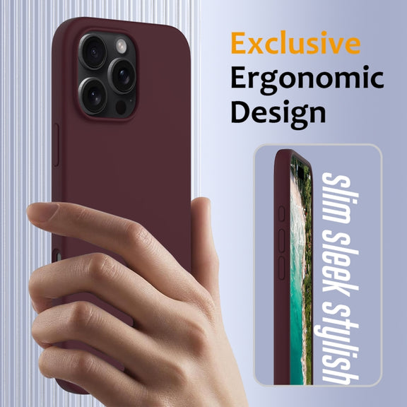 For iPhone 16 Pro Max Shockproof Silicone Magsafe Phone Case(Plum Color)