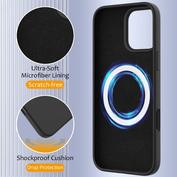 For iPhone 16 Pro Shockproof Silicone Magsafe Phone Case(Black)