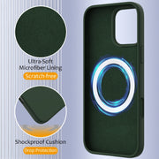 For iPhone 16 Pro Shockproof Silicone Magsafe Phone Case(Dark Green)
