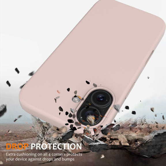 For iPhone 16 Plus Shockproof Silicone Magsafe Phone Case(Sand Pink)