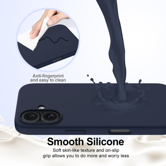 For iPhone 16 Plus Shockproof Silicone Magsafe Phone Case(Navy Blue)