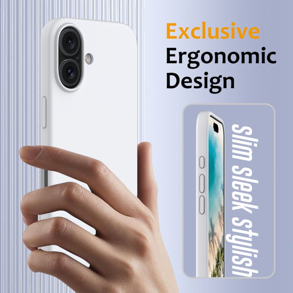 For iPhone 16 Shockproof Silicone Magsafe Phone Case(White)