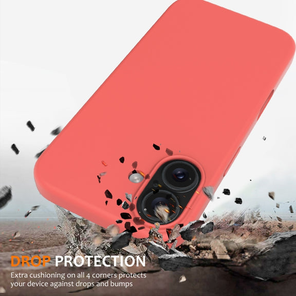 For iPhone 16 Shockproof Silicone Magsafe Phone Case(Pink Orange)
