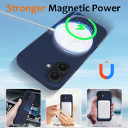 For iPhone 16 Shockproof Silicone Magsafe Phone Case(Navy Blue)