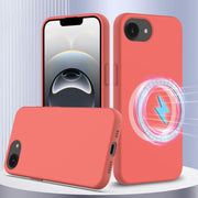 For iPhone 16e Shockproof Silicone Magsafe Phone Case(Pink Orange)