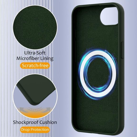 For iPhone 16e Shockproof Silicone Magsafe Phone Case(Dark Green)