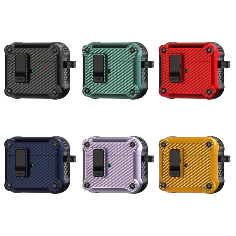 For AirPods 3 Carbon Fiber Magnetic Automatic Switch Earphone Protective Case(Blue) - For AirPods 3 by PMC Jewellery | Online Shopping South Africa | PMC Jewellery | Buy Now Pay Later Mobicred