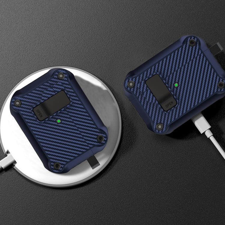 For AirPods Pro Carbon Fiber Magnetic Automatic Switch Earphone Protective Case(Purple) - free shipping - PMC Jewellery - Order now!