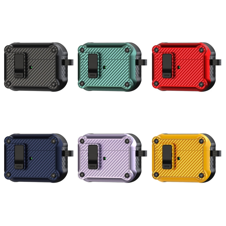 For AirPods Pro 2 Carbon Fiber Magnetic Automatic Switch Earphone Protective Case(Green) - For AirPods Pro 2 by PMC Jewellery | Online Shopping South Africa | PMC Jewellery | Buy Now Pay Later Mobicred