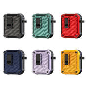 For AirPods 1 / 2 Carbon Fiber Magnetic Automatic Switch Earphone Protective Case(Blue)