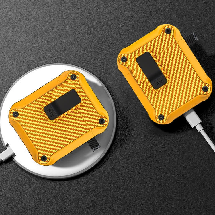 For AirPods 1 / 2 Carbon Fiber Magnetic Automatic Switch Earphone Protective Case(Blue) - For AirPods 1/2 by PMC Jewellery | Online Shopping South Africa | PMC Jewellery | Buy Now Pay Later Mobicred