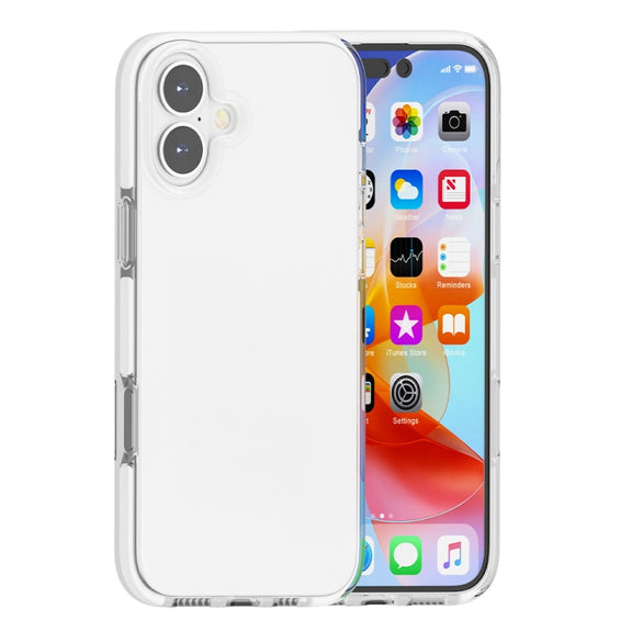 For iPhone 16 Two-color Shockproof High Transparency TPU Phone Case(White)