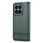 For Xiaomi 14 AZNS Magnetic Calf Texture Flip Leather Phone Case(Dark Green)