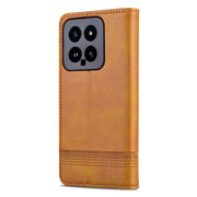 For Xiaomi 14 AZNS Magnetic Calf Texture Flip Leather Phone Case(Light Brown)