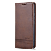 For Xiaomi 14 AZNS Magnetic Calf Texture Flip Leather Phone Case(Dark Brown)