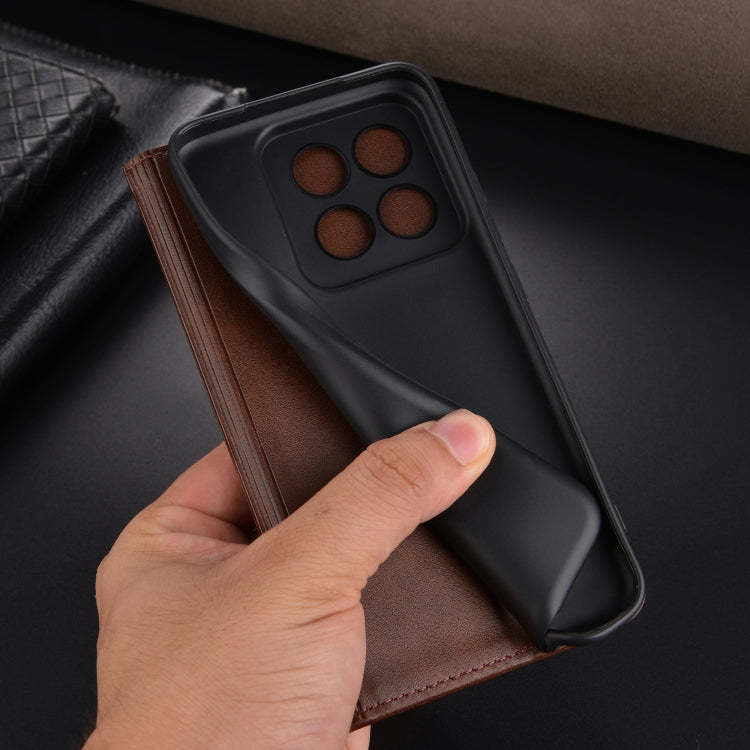 For Xiaomi 14 Pro AZNS Magnetic Calf Texture Flip Leather Phone Case(Red)