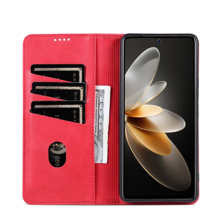 For Xiaomi Redmi K70/K70 Pro AZNS Magnetic Calf Texture Flip Leather Phone Case(Red)