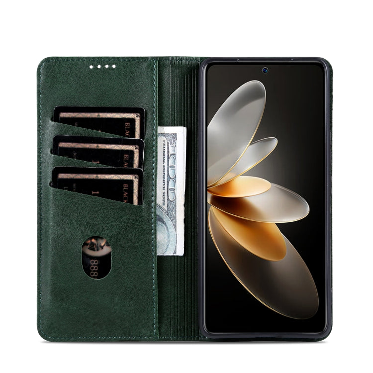 For Xiaomi Redmi K70/K70 Pro AZNS Magnetic Calf Texture Flip Leather Phone Case(Dark Green)