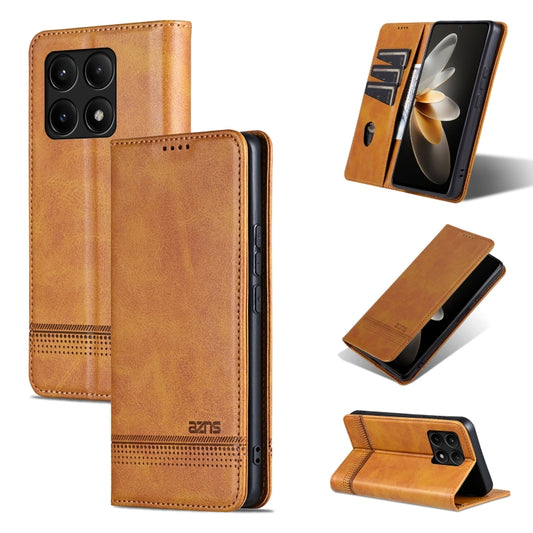 For Xiaomi Redmi K70/K70 Pro AZNS Magnetic Calf Texture Flip Leather Phone Case(Light Brown) - Xiaomi Cases by AZNS | Online Shopping South Africa | PMC Jewellery | Buy Now Pay Later Mobicred