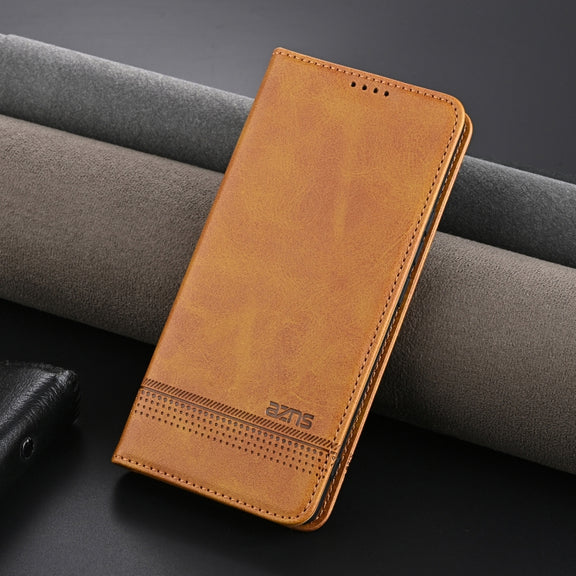 For Xiaomi Redmi K70/K70 Pro AZNS Magnetic Calf Texture Flip Leather Phone Case(Light Brown)