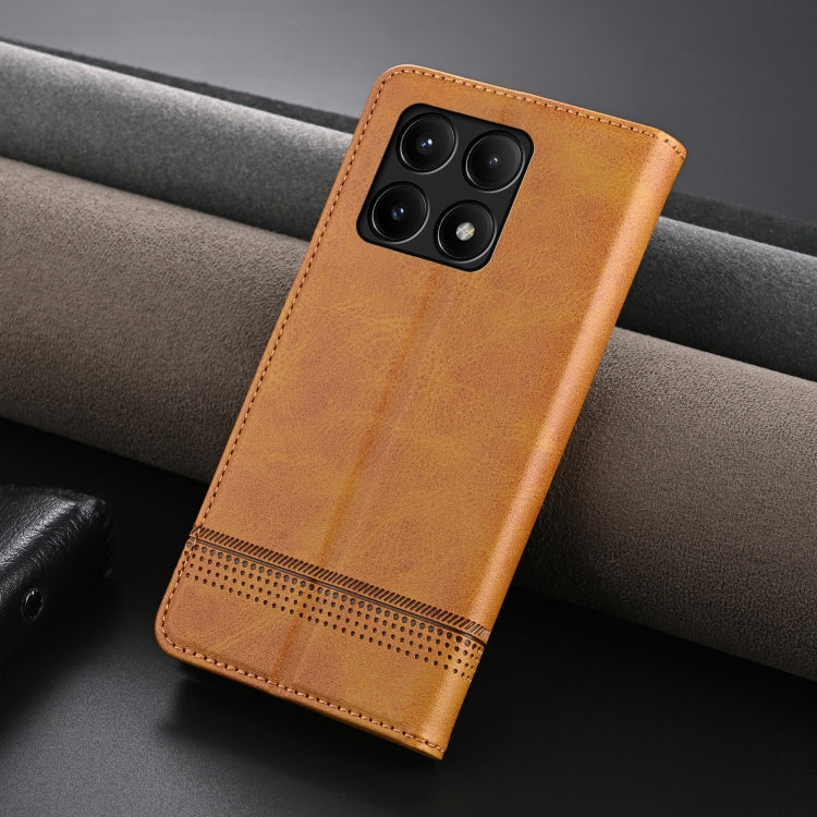 For Xiaomi Redmi K70/K70 Pro AZNS Magnetic Calf Texture Flip Leather Phone Case(Light Brown)
