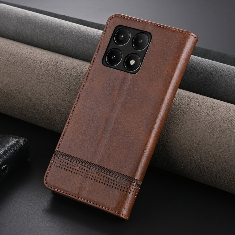 For Xiaomi Redmi K70/K70 Pro AZNS Magnetic Calf Texture Flip Leather Phone Case(Dark Brown) - Xiaomi Cases by AZNS | Online Shopping South Africa | PMC Jewellery | Buy Now Pay Later Mobicred