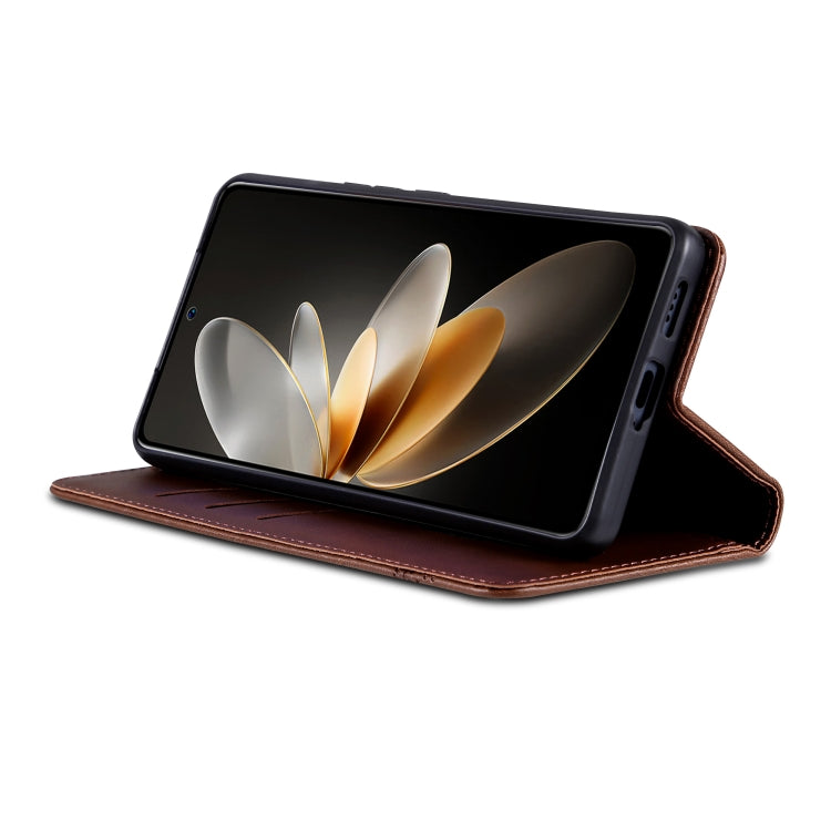 For Xiaomi Redmi K70/K70 Pro AZNS Magnetic Calf Texture Flip Leather Phone Case(Dark Brown)