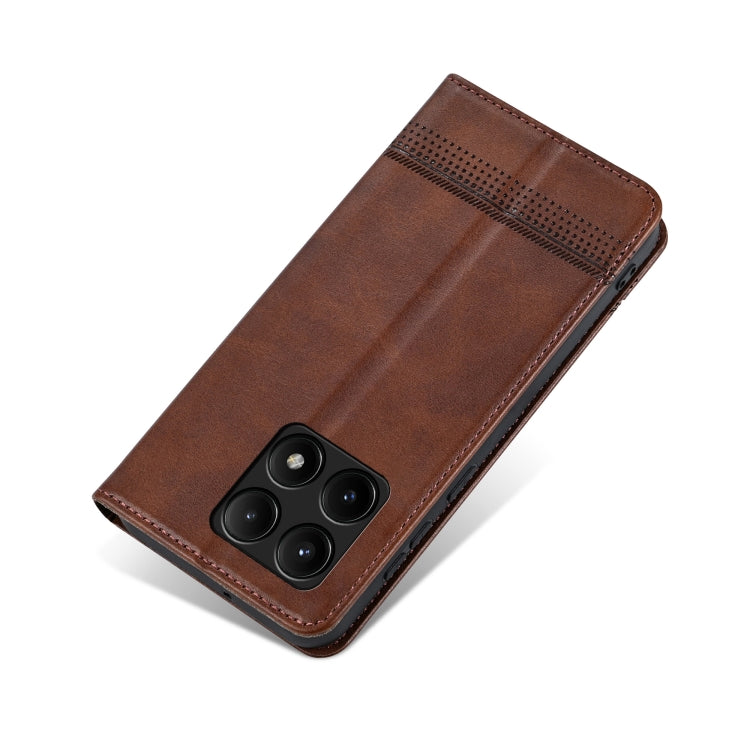 For Xiaomi Redmi K70/K70 Pro AZNS Magnetic Calf Texture Flip Leather Phone Case(Dark Brown) - Xiaomi Cases by AZNS | Online Shopping South Africa | PMC Jewellery | Buy Now Pay Later Mobicred