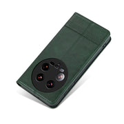 For Xiaomi 14 Ultra AZNS Magnetic Calf Texture Flip Leather Phone Case(Dark Green)