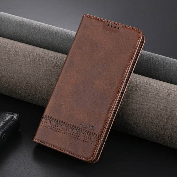 For Xiaomi 14 Ultra AZNS Magnetic Calf Texture Flip Leather Phone Case(Dark Brown)