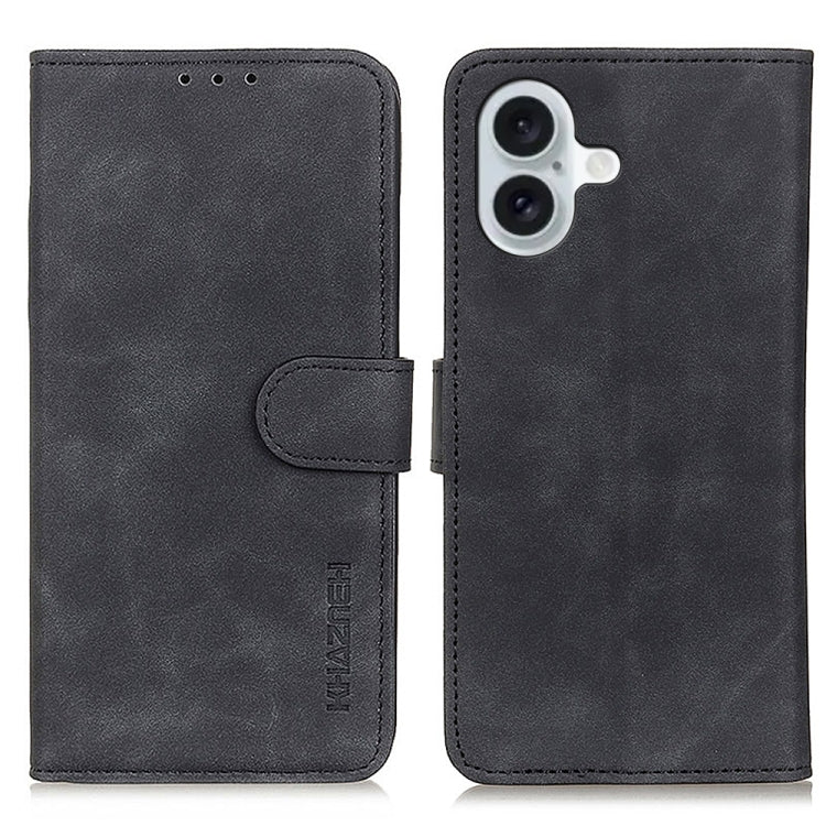 For iPhone 16 KHAZNEH Retro Texture Leather Phone Case(Black) - iPhone 16 Cases by PMC TechLife | Online Shopping South Africa | PMC TechLife | Buy Now Pay Later Mobicred