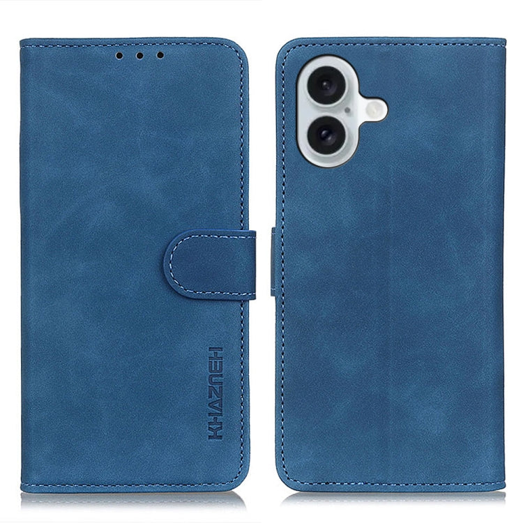 For iPhone 16 Plus KHAZNEH Retro Texture Leather Phone Case(Blue) - iPhone 16 Plus Cases by PMC TechLife | Online Shopping South Africa | PMC TechLife | Buy Now Pay Later Mobicred