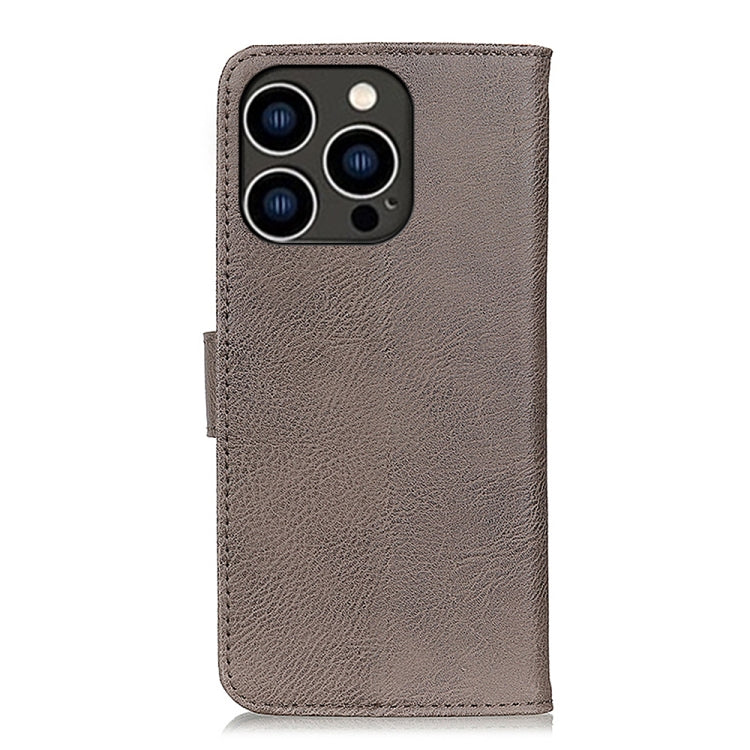 For iPhone 16 Pro KHAZNEH Cowhide Texture Horizontal Flip Leather Phone Case(Khaki) - iPhone 16 Pro Cases by PMC TechLife | Online Shopping South Africa | PMC TechLife | Buy Now Pay Later Mobicred
