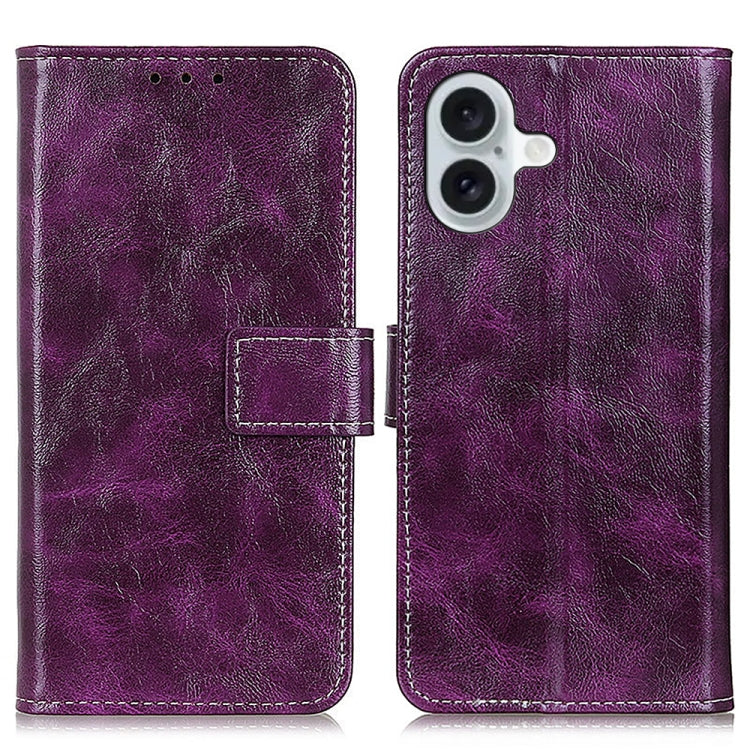 For iPhone 16 Retro Crazy Horse Texture Horizontal Flip Leather Phone Case(Purple) - free shipping - PMC TechLife - Order now!