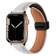 For Apple Watch Ultra 49mm Folding Buckle Rhombus Leather Watch Band(White) - Watch Bands by PMC TechLife | Online Shopping South Africa | PMC TechLife | Buy Now Pay Later Mobicred