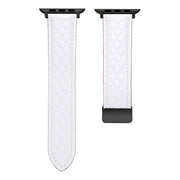 For Apple Watch Ultra 49mm Folding Buckle Rhombus Leather Watch Band(White)