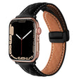 For Apple Watch Ultra 2 49mm Folding Buckle Rhombus Leather Watch Band(Black) - Watch Bands by PMC TechLife | Online Shopping South Africa | PMC TechLife | Buy Now Pay Later Mobicred