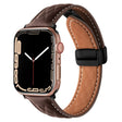 For Apple Watch Ultra 2 49mm Folding Buckle Rhombus Leather Watch Band(Coffee) - Watch Bands by PMC TechLife | Online Shopping South Africa | PMC TechLife | Buy Now Pay Later Mobicred